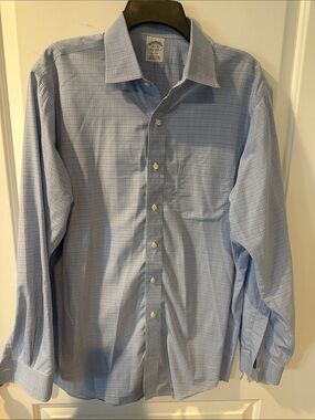 Brooks Brothers Men's Blue Windowpane Dress Shirt